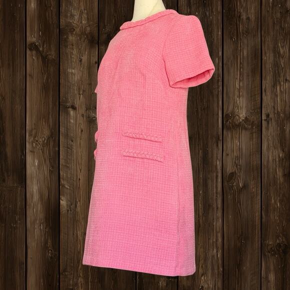 Eliza J Braided Trim Boucle Shift Dress Sz 12 Pink Peach Color Lined 60ties $158 - Picture 5 of 12